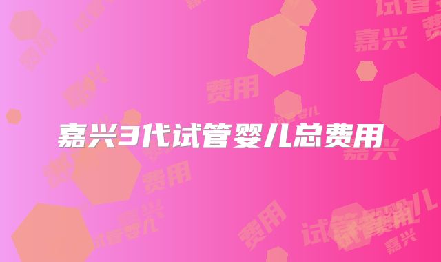 嘉兴3代试管婴儿总费用