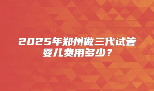 2025年郑州做三代试管婴儿费用多少？