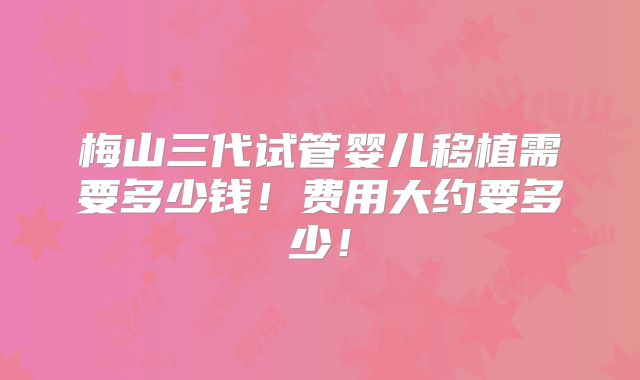 梅山三代试管婴儿移植需要多少钱！费用大约要多少！