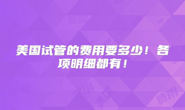 美国试管的费用要多少！各项明细都有！