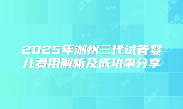2025年湖州三代试管婴儿费用解析及成功率分享