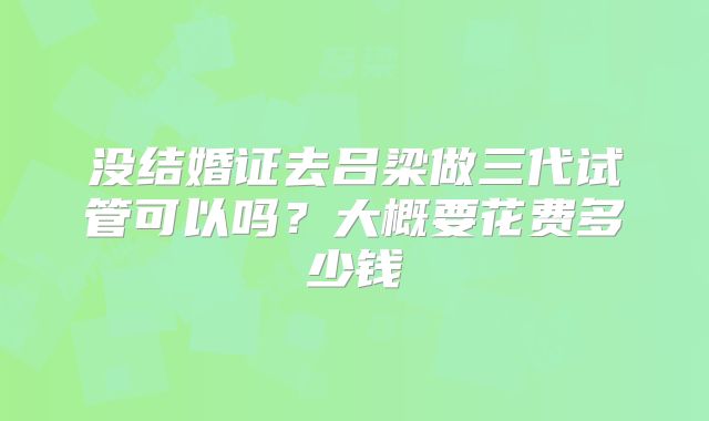 没结婚证去吕梁做三代试管可以吗？大概要花费多少钱