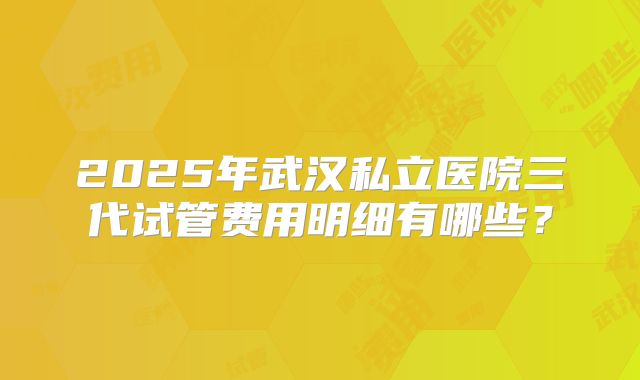 2025年武汉私立医院三代试管费用明细有哪些？