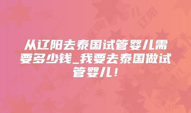 从辽阳去泰国试管婴儿需要多少钱_我要去泰国做试管婴儿!