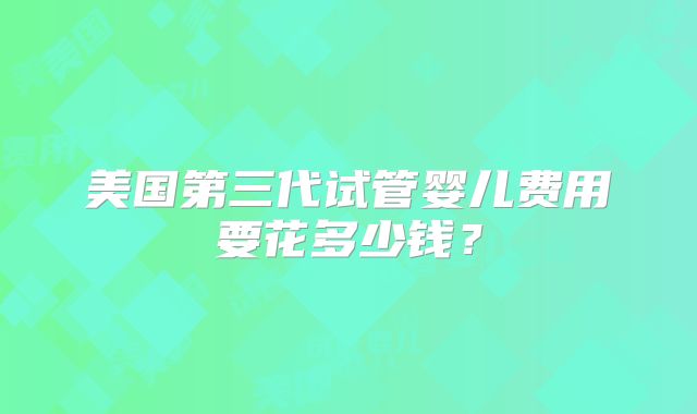 美国第三代试管婴儿费用要花多少钱？