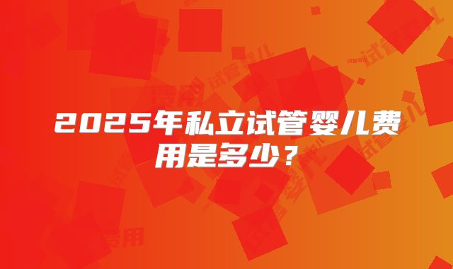 2025年私立试管婴儿费用是多少？