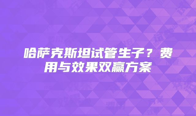 哈萨克斯坦试管生子？费用与效果双赢方案