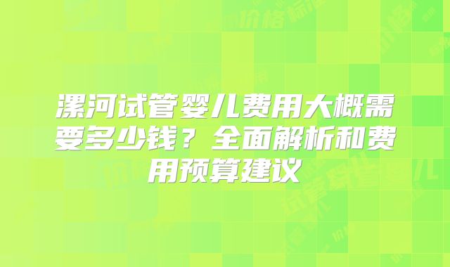 漯河试管婴儿费用大概需要多少钱?全面解析和费用预算建议