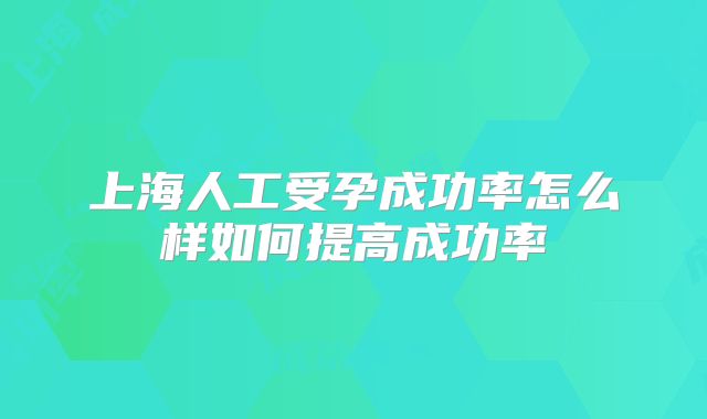 上海人工受孕成功率怎么样如何提高成功率