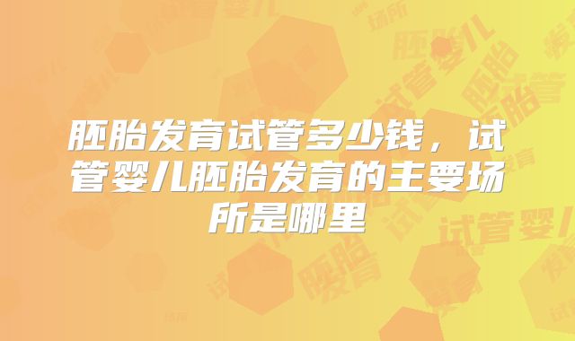 胚胎发育试管多少钱，试管婴儿胚胎发育的主要场所是哪里