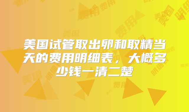美国试管取出卵和取精当天的费用明细表，大概多少钱一清二楚