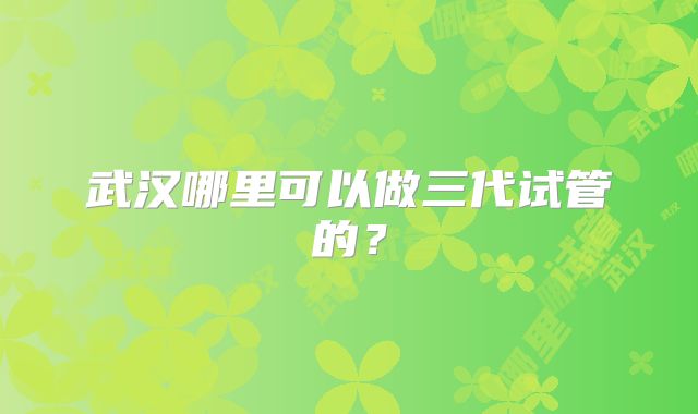 武汉哪里可以做三代试管的?