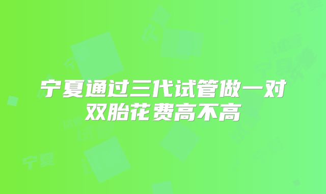 宁夏通过三代试管做一对双胎花费高不高