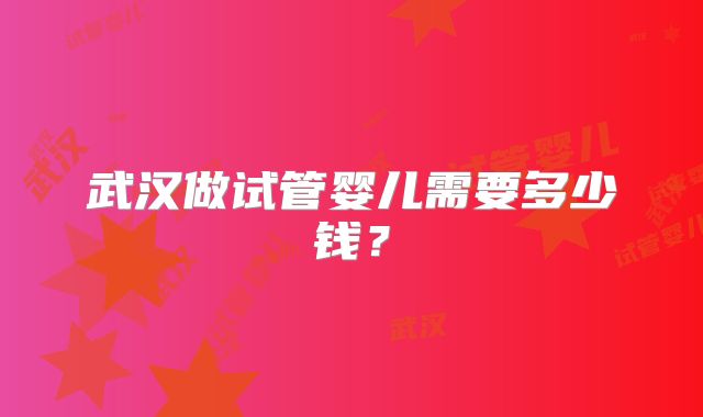 武汉做试管婴儿需要多少钱？