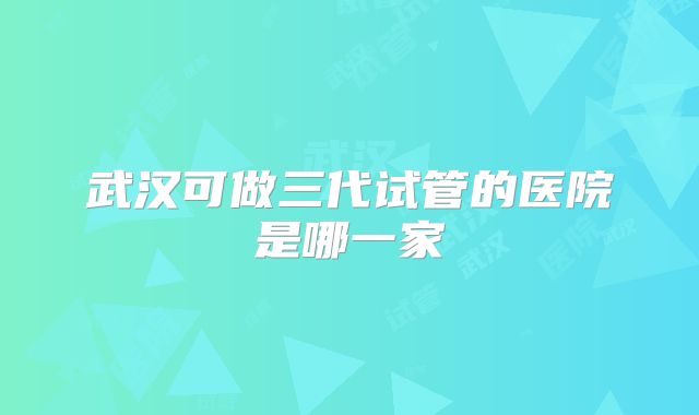 武汉可做三代试管的医院是哪一家