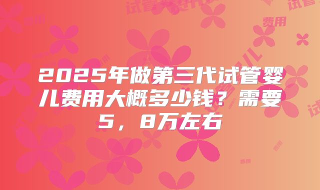 2025年做第三代试管婴儿费用大概多少钱？需要5，8万左右