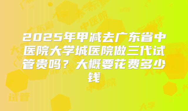 2025年甲减去广东省中医院大学城医院做三代试管贵吗?大概要花费多少钱