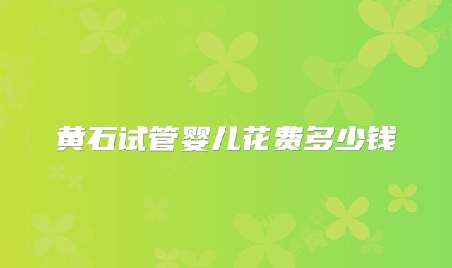黄石试管婴儿花费多少钱