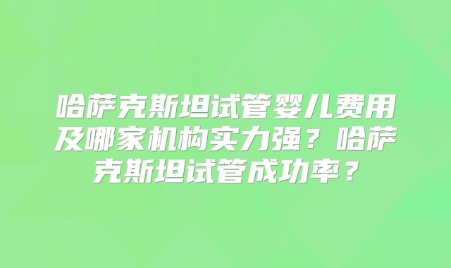 哈萨克斯坦试管婴儿费用及哪家机构实力强？哈萨克斯坦试管成功率？