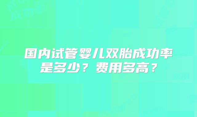 国内试管婴儿双胎成功率是多少?费用多高?