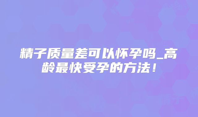 精子质量差可以怀孕吗_高龄最快受孕的方法！