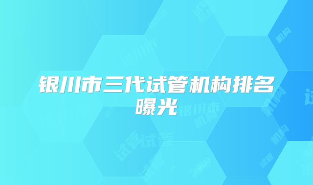 银川市三代试管机构排名曝光