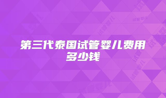 第三代泰国试管婴儿费用多少钱
