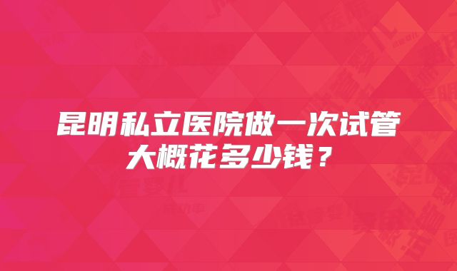 昆明私立医院做一次试管大概花多少钱?