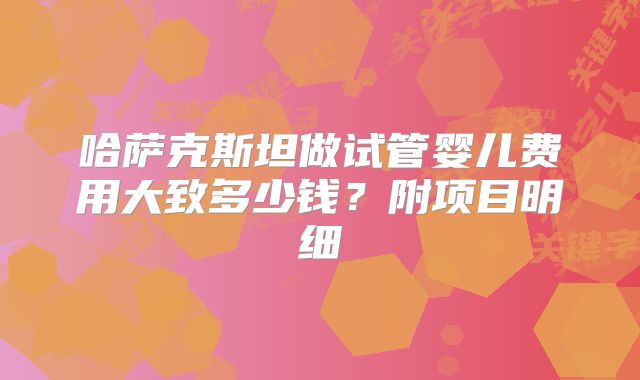 哈萨克斯坦做试管婴儿费用大致多少钱?附项目明细