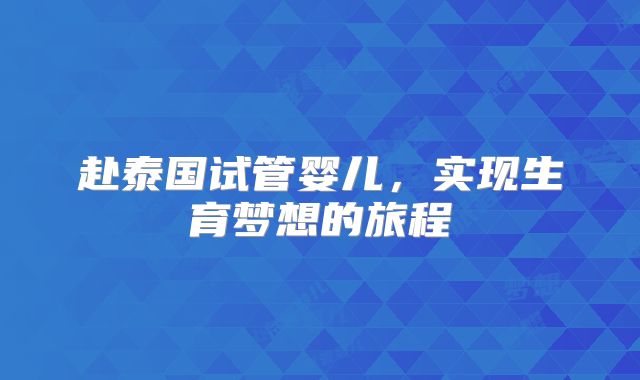 赴泰国试管婴儿，实现生育梦想的旅程