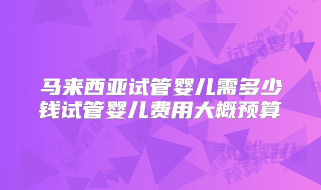 马来西亚试管婴儿需多少钱试管婴儿费用大概预算