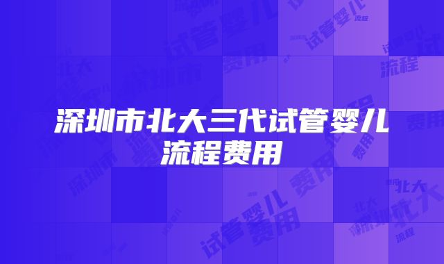 深圳市北大三代试管婴儿流程费用