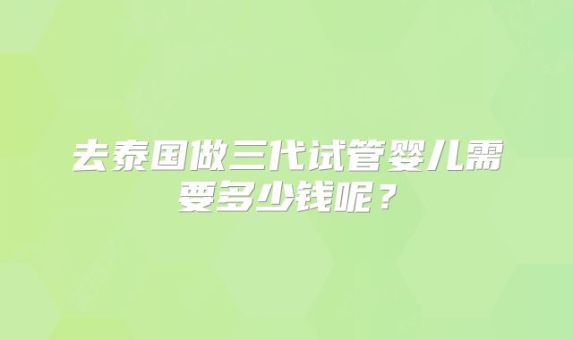 去泰国做三代试管婴儿需要多少钱呢？