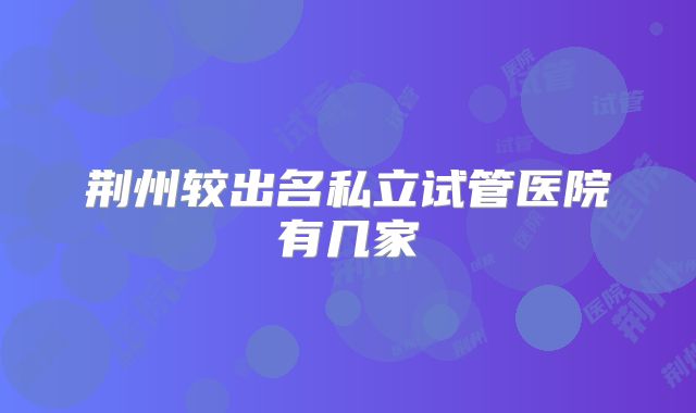 荆州较出名私立试管医院有几家