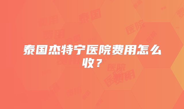 泰国杰特宁医院费用怎么收？