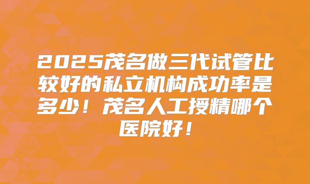 2025茂名做三代试管比较好的私立机构成功率是多少！茂名人工授精哪个医院好！