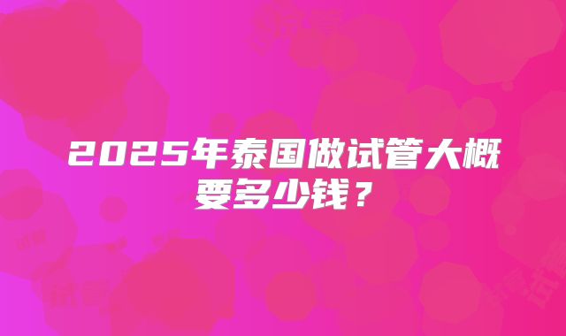 2025年泰国做试管大概要多少钱？