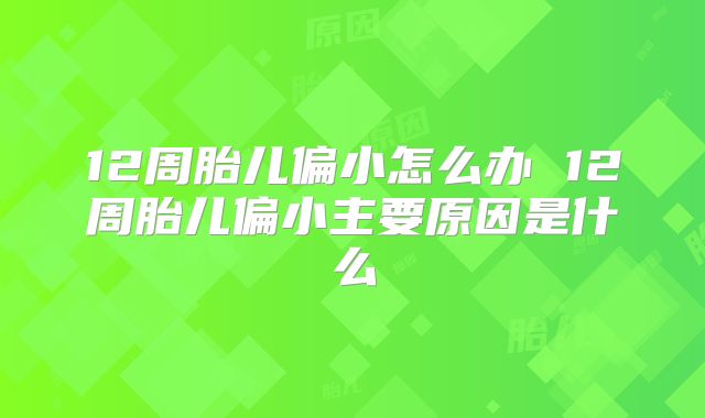 12周胎儿偏小怎么办 12周胎儿偏小主要原因是什么
