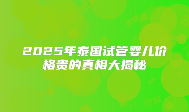 2025年泰国试管婴儿价格贵的真相大揭秘