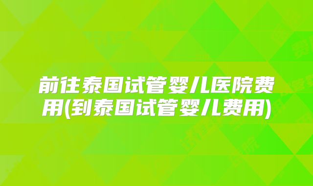 前往泰国试管婴儿医院费用(到泰国试管婴儿费用)