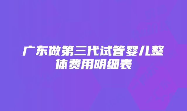 广东做第三代试管婴儿整体费用明细表