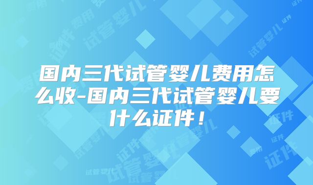 国内三代试管婴儿费用怎么收-国内三代试管婴儿要什么证件！