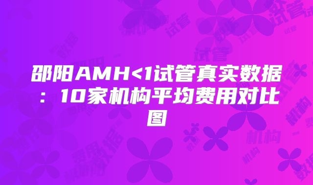 邵阳AMH<1试管真实数据：10家机构平均费用对比图