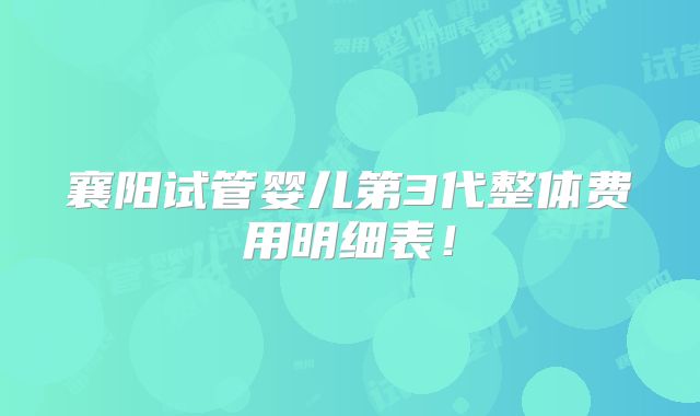 襄阳试管婴儿第3代整体费用明细表！