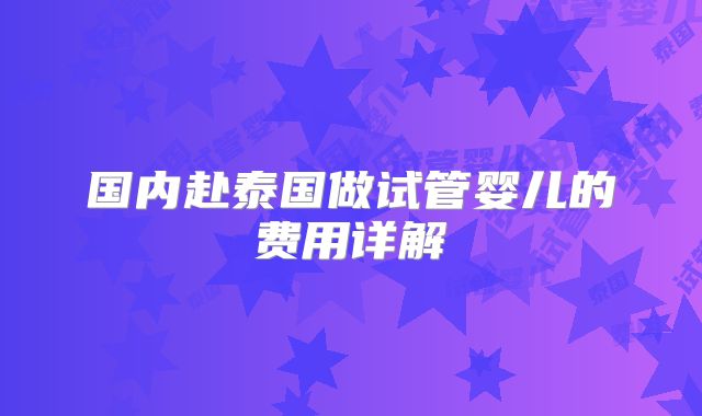 国内赴泰国做试管婴儿的费用详解