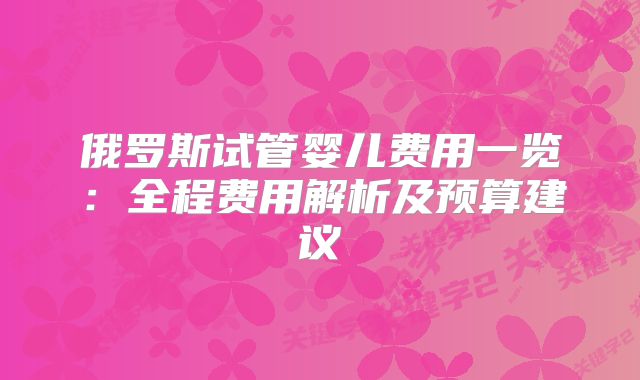 俄罗斯试管婴儿费用一览：全程费用解析及预算建议