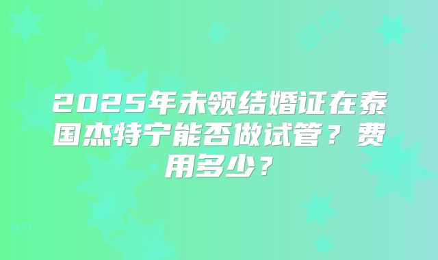 2025年未领结婚证在泰国杰特宁能否做试管？费用多少？