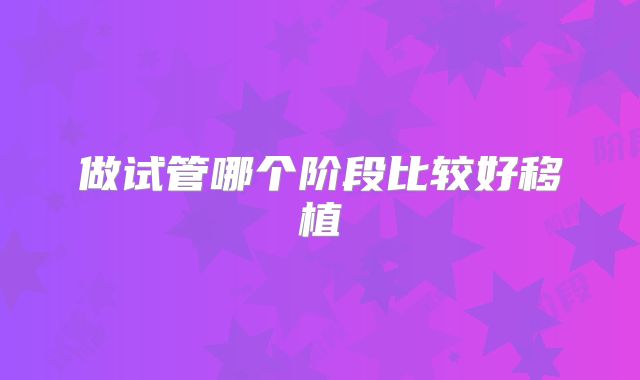 做试管哪个阶段比较好移植