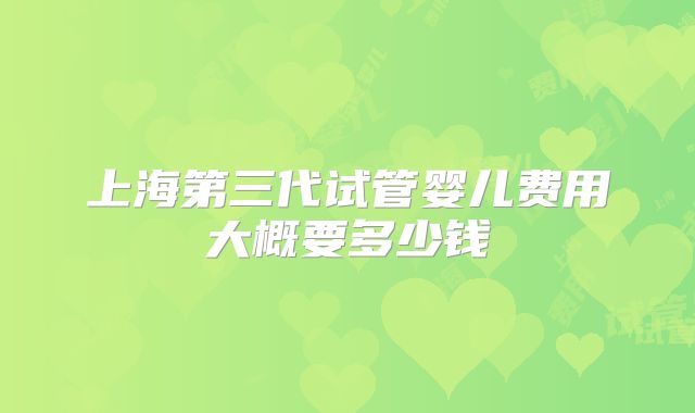 上海第三代试管婴儿费用大概要多少钱