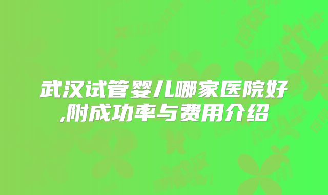 武汉试管婴儿哪家医院好,附成功率与费用介绍
